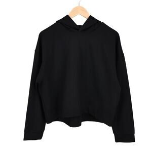 NWT Madewell Ponte Relaxed Fit Stretch Hoodie Sweatshirt Jet Black Size Large